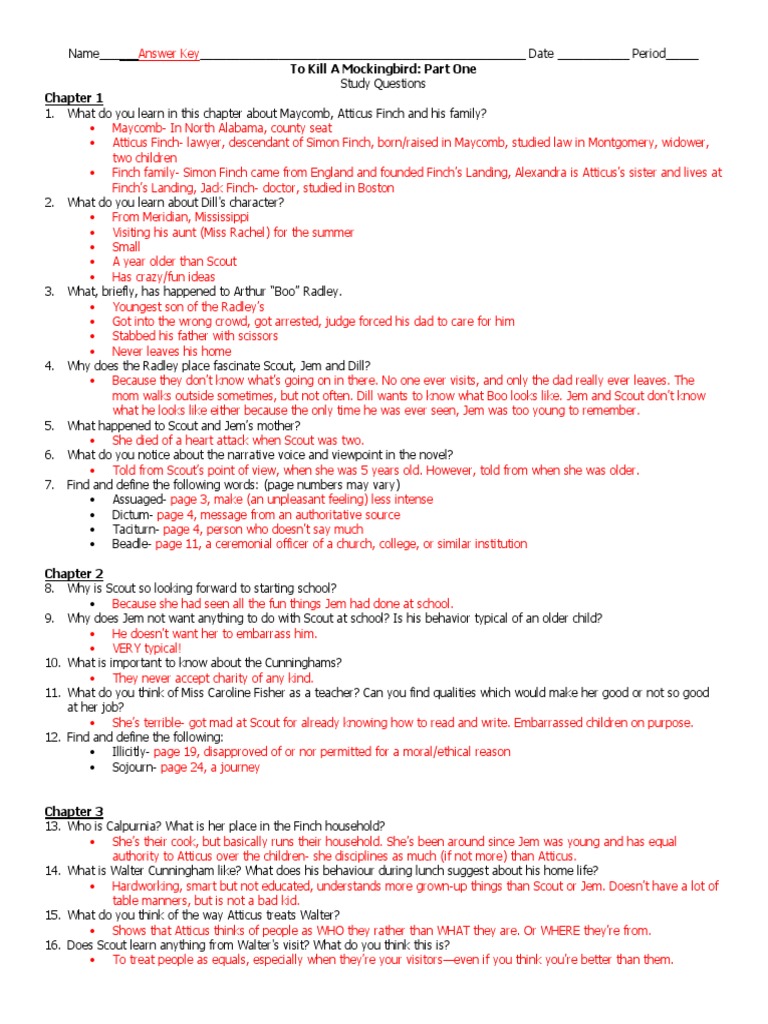 TO KILL A MOCKINGBIRD CHAPTER 1 QUESTIONS AND ANSWERS PDF intelligence overview