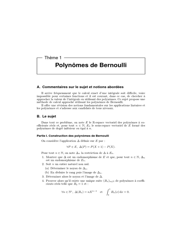 Polynômes de Bernoulli : Concepts et Applications | PDF | Polynôme ...