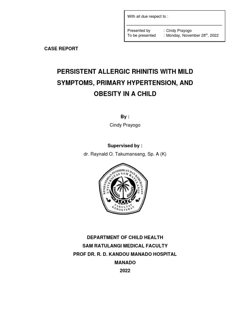 Allergic Rhinitis Case in a Child | PDF | Common Cold | Allergy
