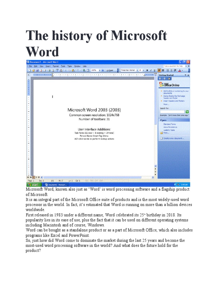 The History of Microsoft Word | PDF | Microsoft Word | Microsoft Office