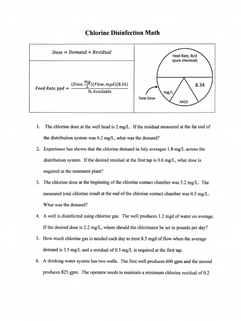 Chlorine Disinfection Math | PDF