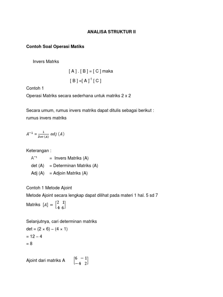 Operasi dan Invers Matriks 2x2 | PDF