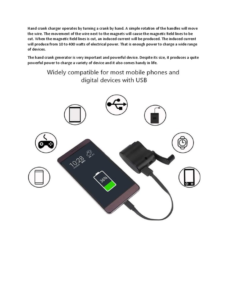 Hand Crank Charger Operates by Turning A Crank by Hand PDF
