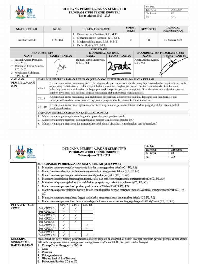 RPS GAMBAR TEKNIK Prodi TI Signed | PDF | Seni | Komputer