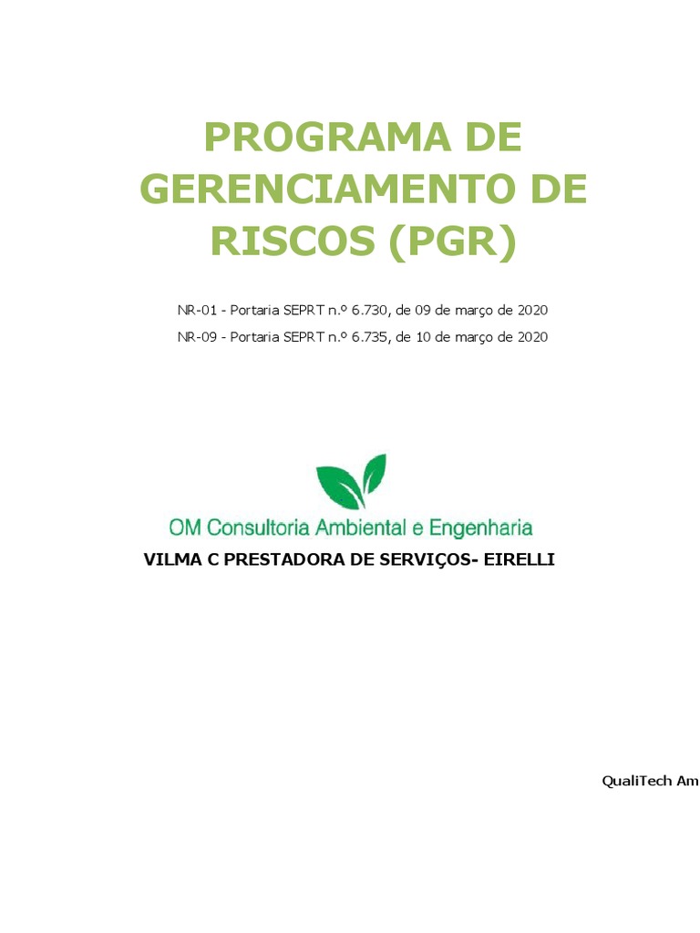 Gerenciamento de Riscos Ocupacionais PGR | PDF | Fatores humanos e ...