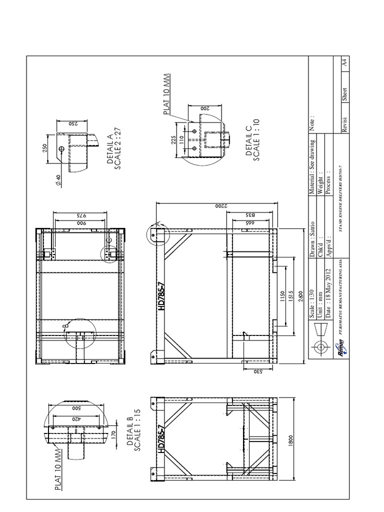 HD785-7 Engine Stand Drawing | PDF