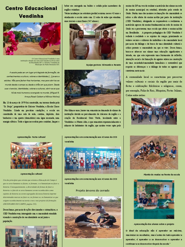 Folder Histórico Vendinha PDF Aprendizado Escolas