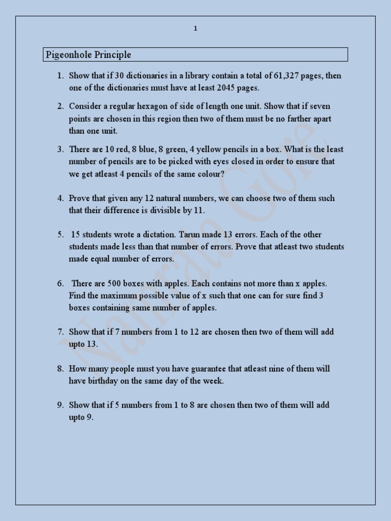 Mathematical Induction & Pigeonhole Principle | PDF