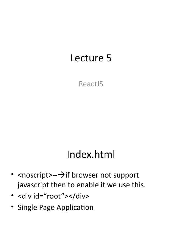 ReactJS Lecture 5 Single Page App, JSX, Fragments PDF