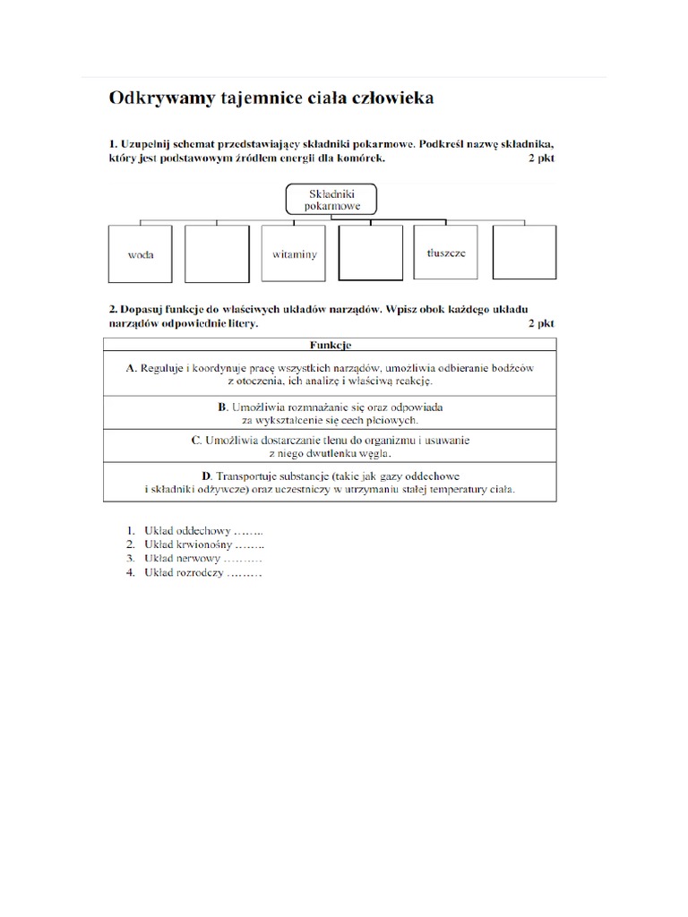 Zeszyt ćwiczeń Przyroda Klasa 5 Przyroda Klasa 4 Dział 4 | PDF