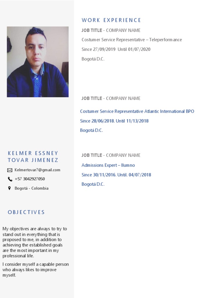 144 Hoja de Vida en Ingles PDF