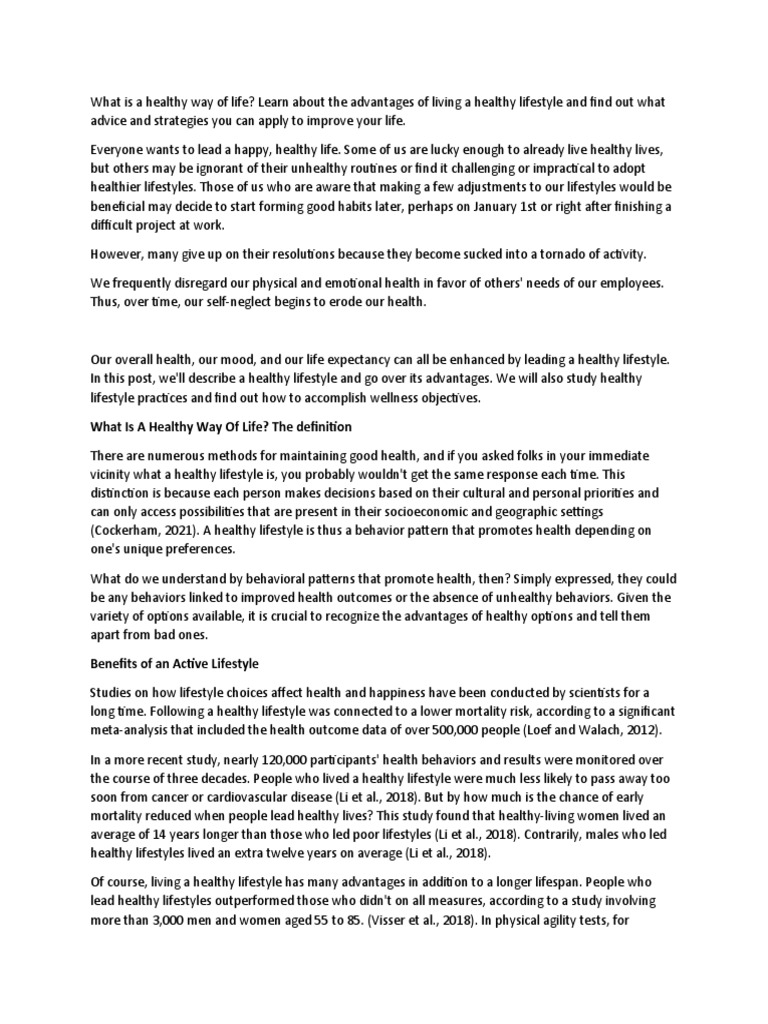 A Healthy Lifestyle Download Free Pdf Behavior Health Promotion