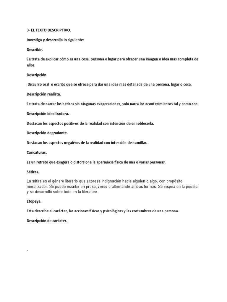 Ejemplos de Textos Descriptivos en Educación | PDF | Color | Sátira