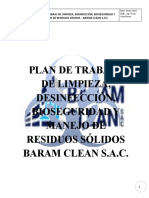 Plan de Trabajo de Limpieza, Desinfección, Bioseguridad y Residuos Sólidos - Baram Clean Sac Mod