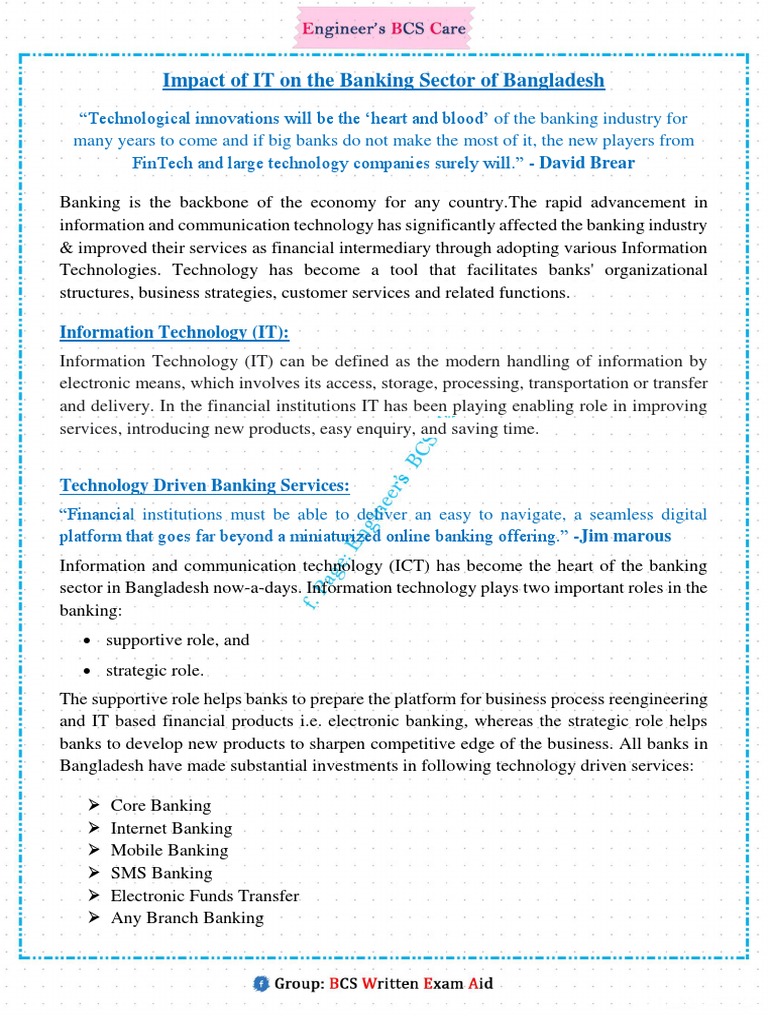 Impact of ICT on Bangladesh Banking | PDF | Banks | Cheque