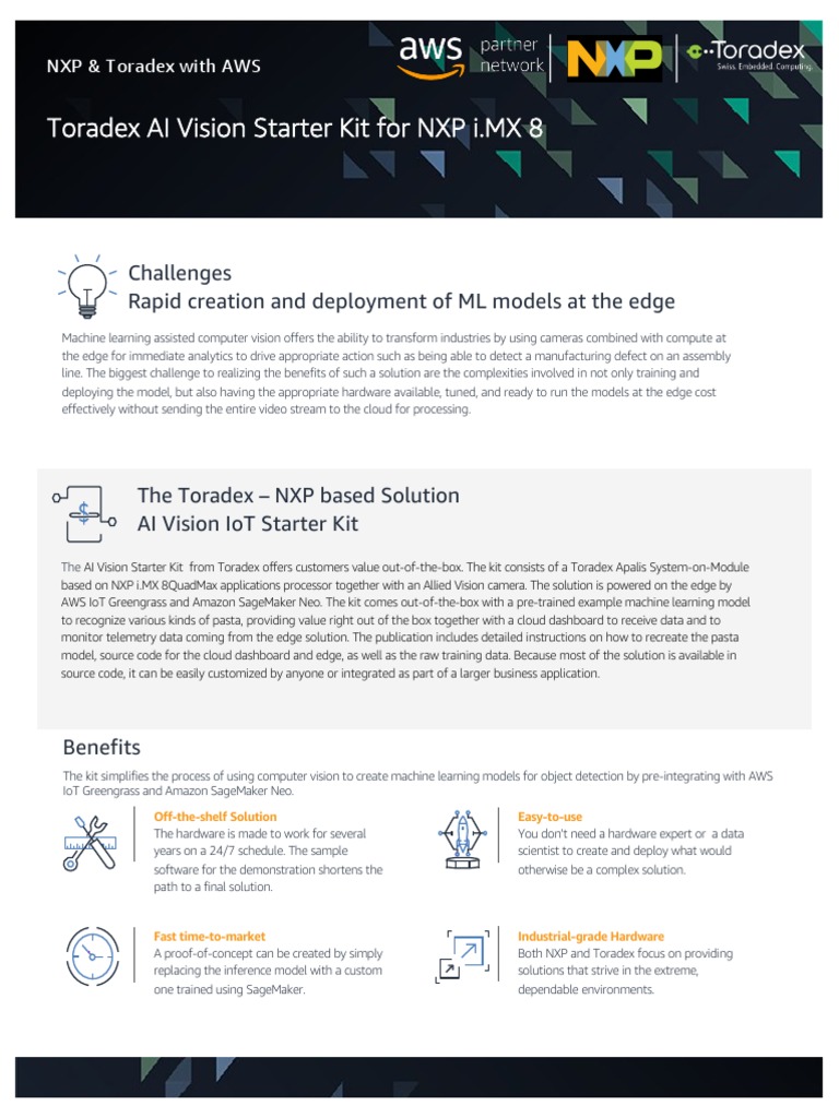 Toradex & NXP AI Vision Starter Kit Solution Brief FINAL PDF Of Things