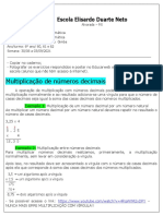 Multiplicação de números decimais