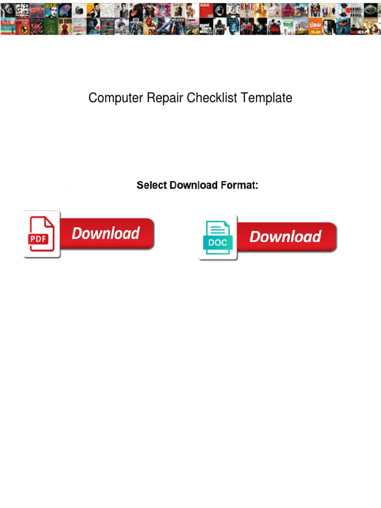 Computer Repair Checklist Template PDF Personal Computers
