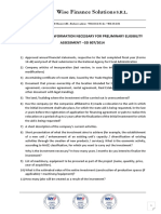 GD 807 - Documents and information necessary for eligibility assessment