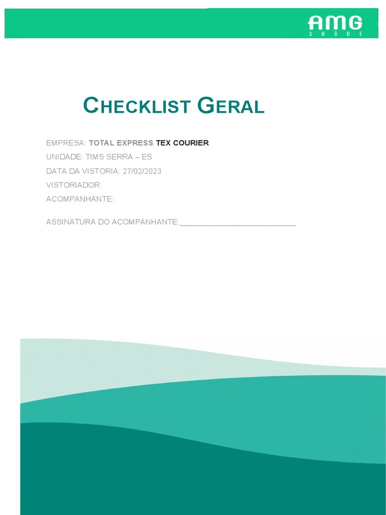 Checklist Geral de Avaliação das Condições Ergonômicas em Ambientes ...