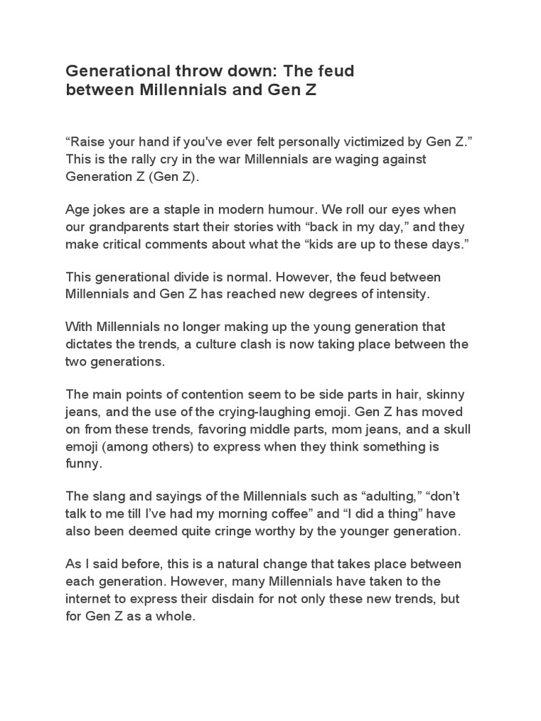 Generational Throw Down Download Free PDF Millennials Human