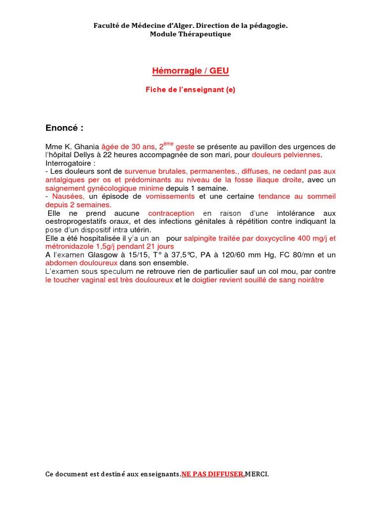 Diagnostic et Urgences en GEU | PDF | Reproduction humaine | Santé publique