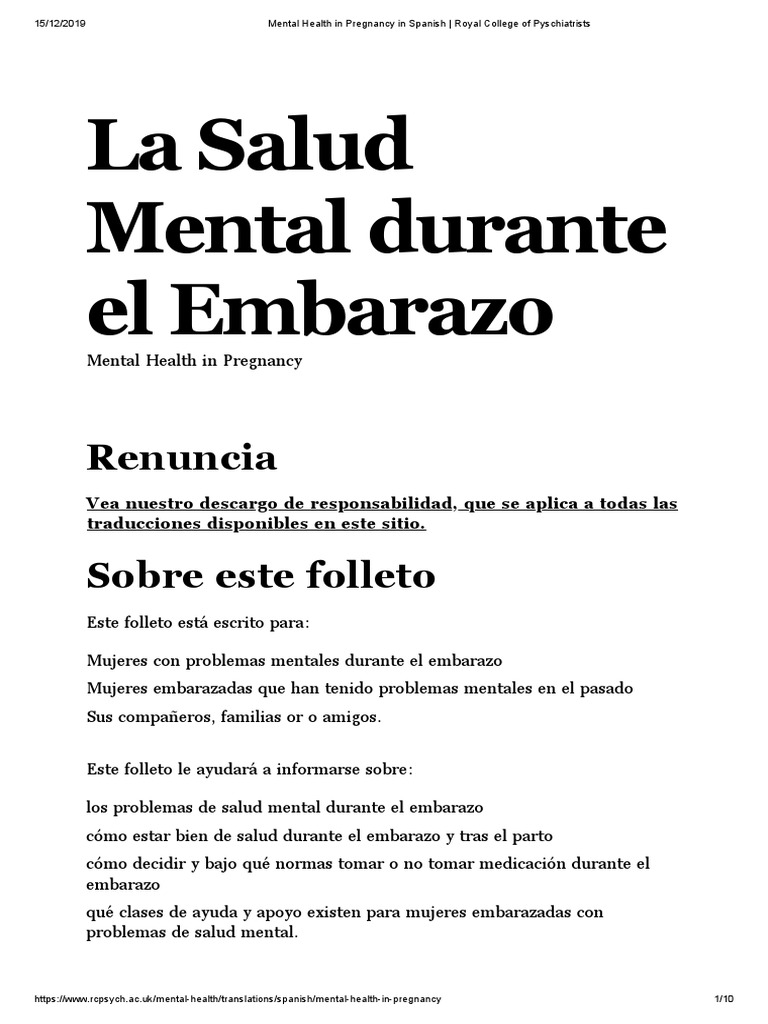 Spain Mental Health in Pregnancy in Spanish Royal College of