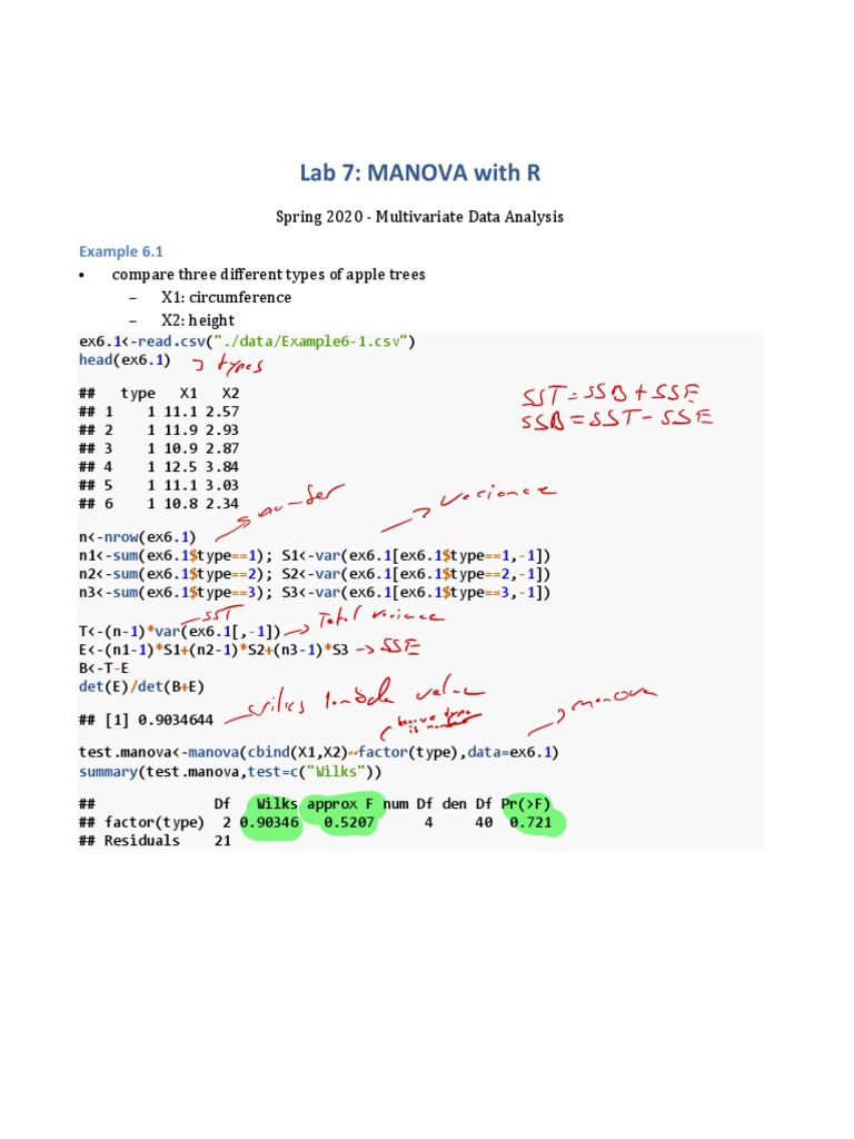 Manova PDF Statistics Multivariate Statistics