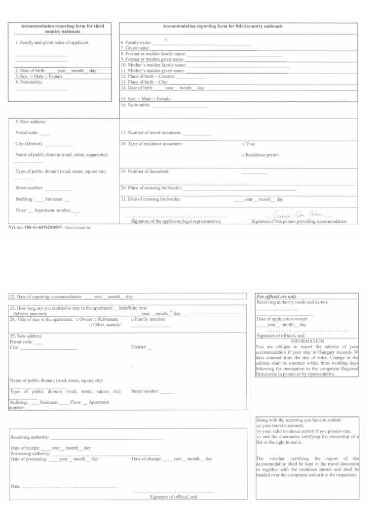 Accommodation reporting form pdf