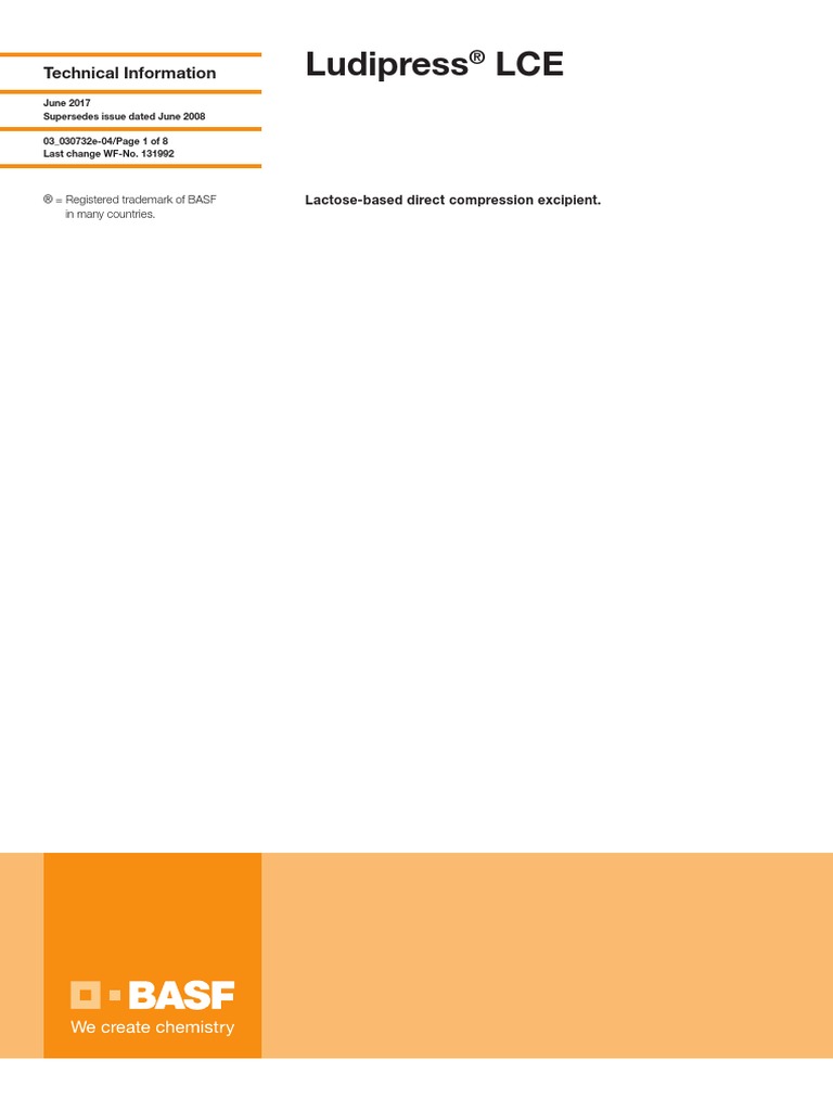 Ludipress-Lce Technical Information PDF | PDF | Tablet (Pharmacy ...