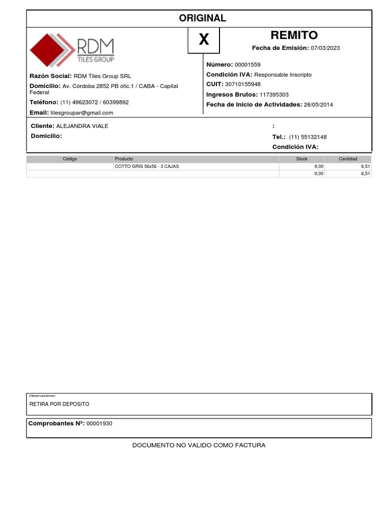 Remito: Original | PDF