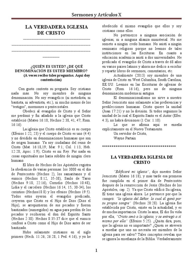 La Verdadera Iglesia de Cristo | PDF | Cristo (título) | Iglesia cristiana