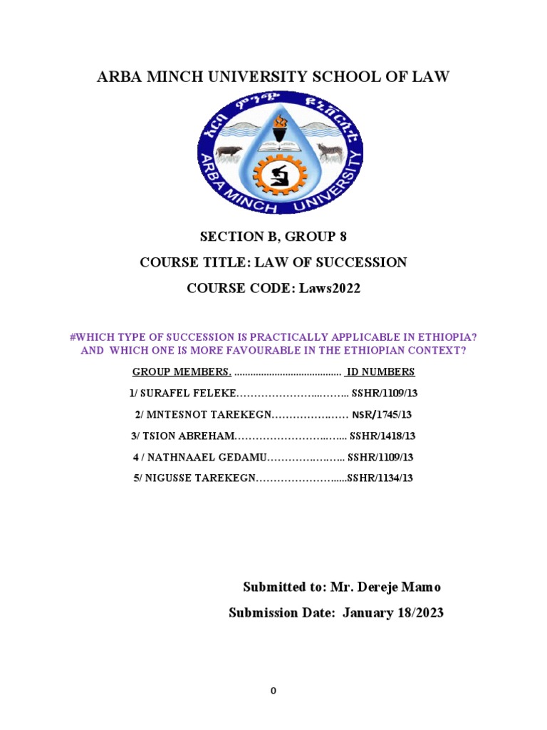 Analysis of succession laws in ethiopia a comparison of intestate and