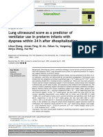 Lung Ultrasound Score As A Predictor of Ventilator Use in Preterm Infants With Dyspnea Within 24 H After Dhospitalization PDF