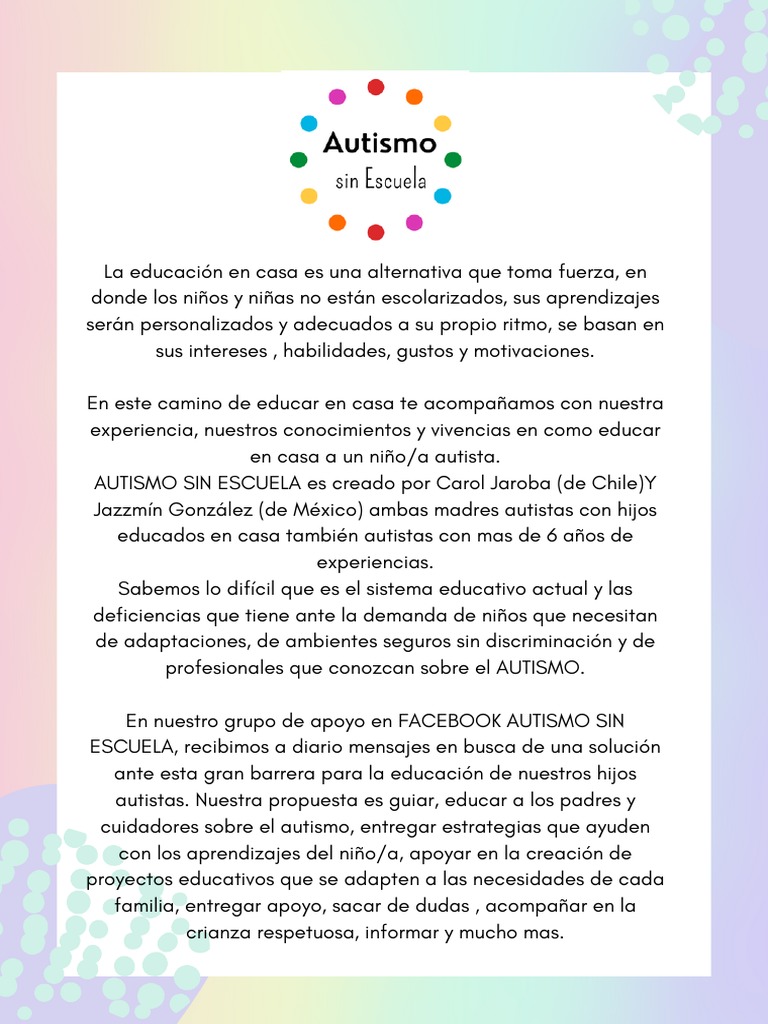 Educación en casa para niños autistas | PDF | Espectro autista ...