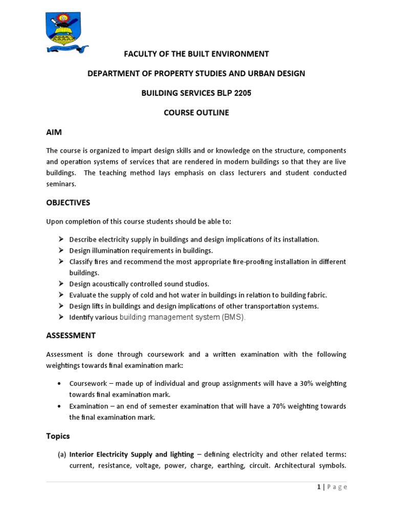 Building Services Course Outline | PDF | Technology & Engineering