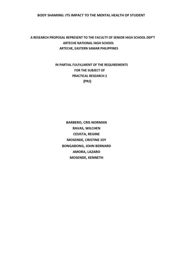 Body Shaming's Impact on Student Mental Health | PDF | Self-Improvement
