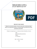 Unidad Educativa "Juan Montalvo": Proyecto de Grado