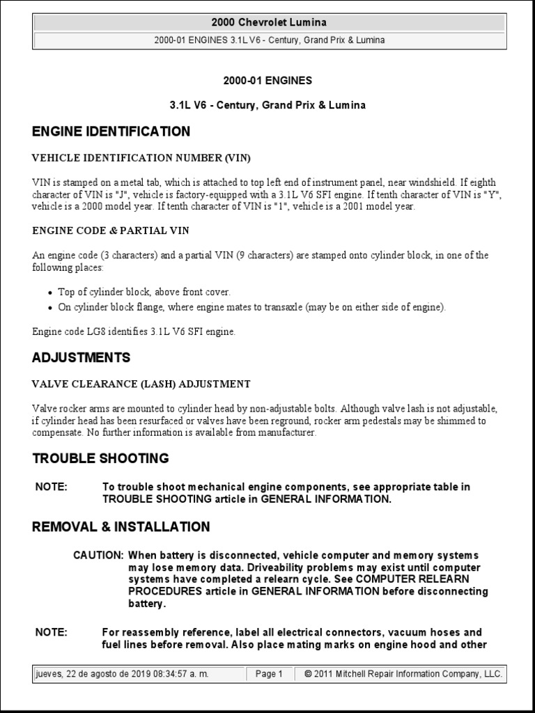 Manual chevrolet lumina PDF