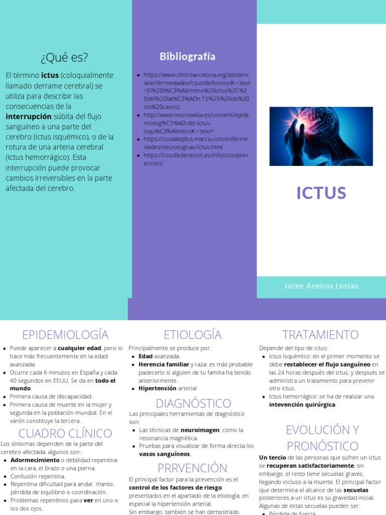 Tríptico Ictus Jaime Aneiros | PDF | Carrera | Enfermedades y trastornos