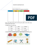 Evaluación de Español Grado Cuarto