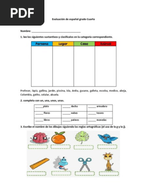 Examen De 4to De Primaria Espaol Ele Hojas De Trabajo Pdf Doc