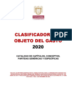 Clasificador Por Objeto Del Gasto de Tijuana BC 2020