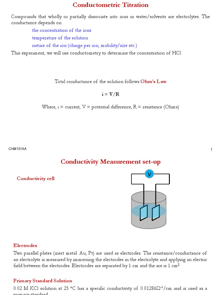 Conductometry Lec PDF PDF Titration Chemistry