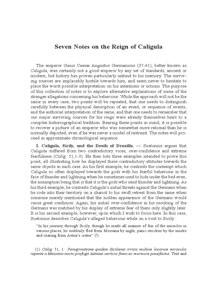 Woods, D. Seven Notes On The Reign of Caligula PDF Caligula The