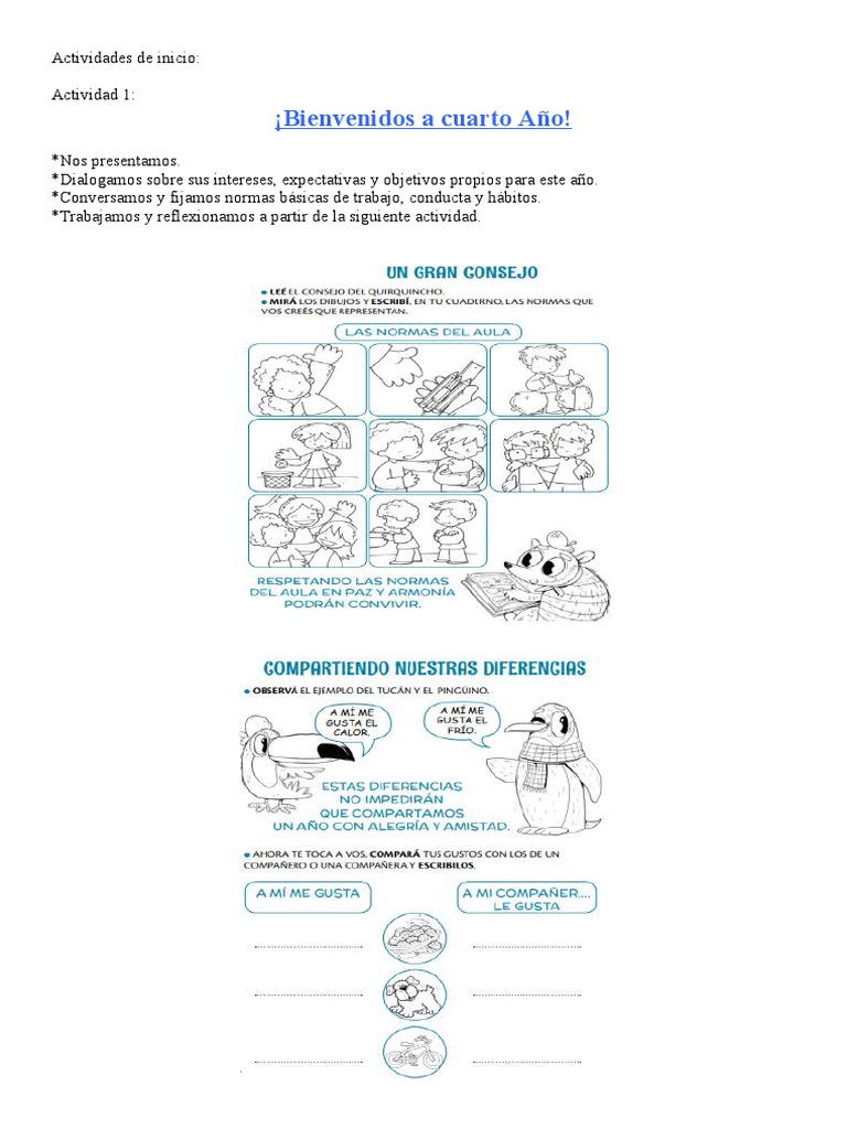 Bienvenidos A Cuarto Año | PDF