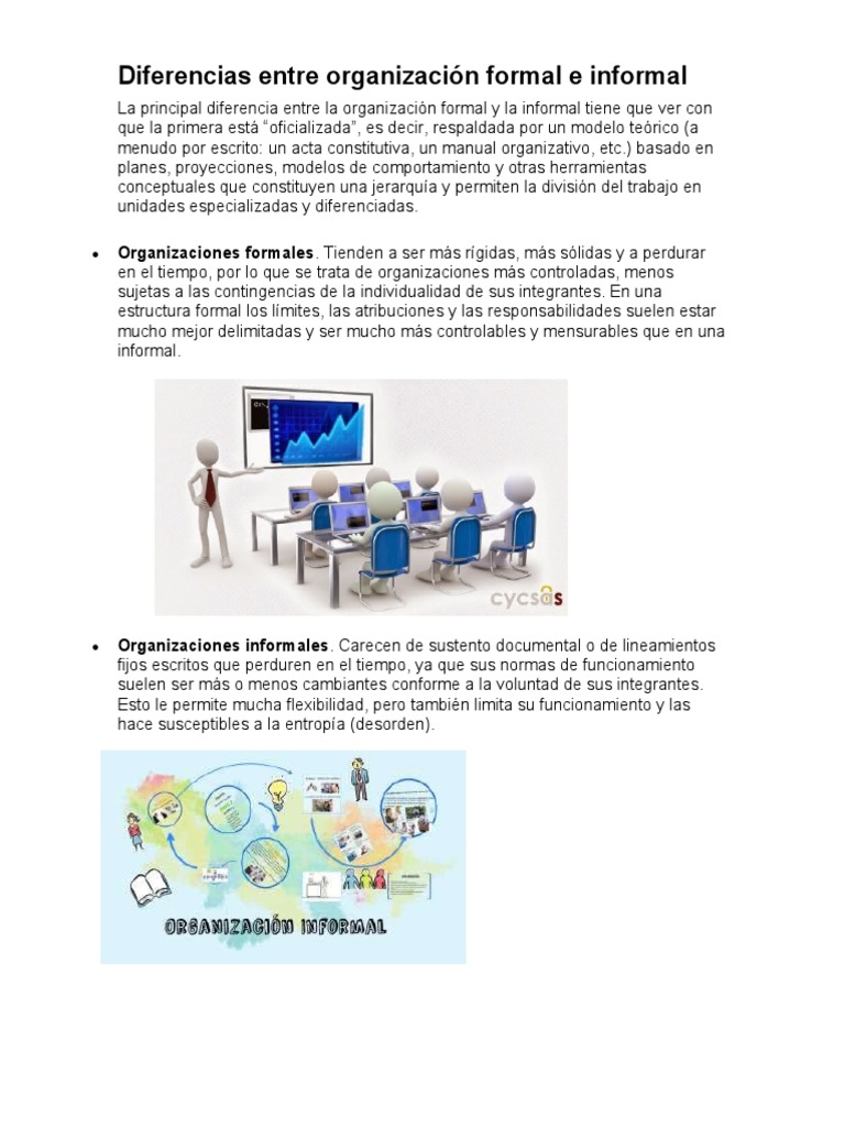 Diferencias Entre Organización Formal e Informal | PDF