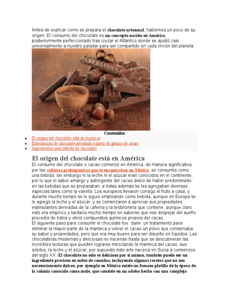 Chocolate Artesanal | PDF | Chocolate | Alimentos