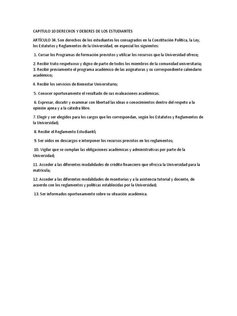 Capitulo 10 Derechos Y Deberes De Los Estudiantes Pdf