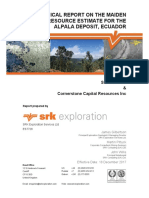 Technical Report on Maiden Mineral Resource for Alpala Deposit, Ecuador